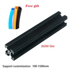 1pcs Black 2020 V- Slot Aluminum Profile Extrusion Frame 100mm-1200mm European Standard Anodized Linear For CNC 3D Printer Parts