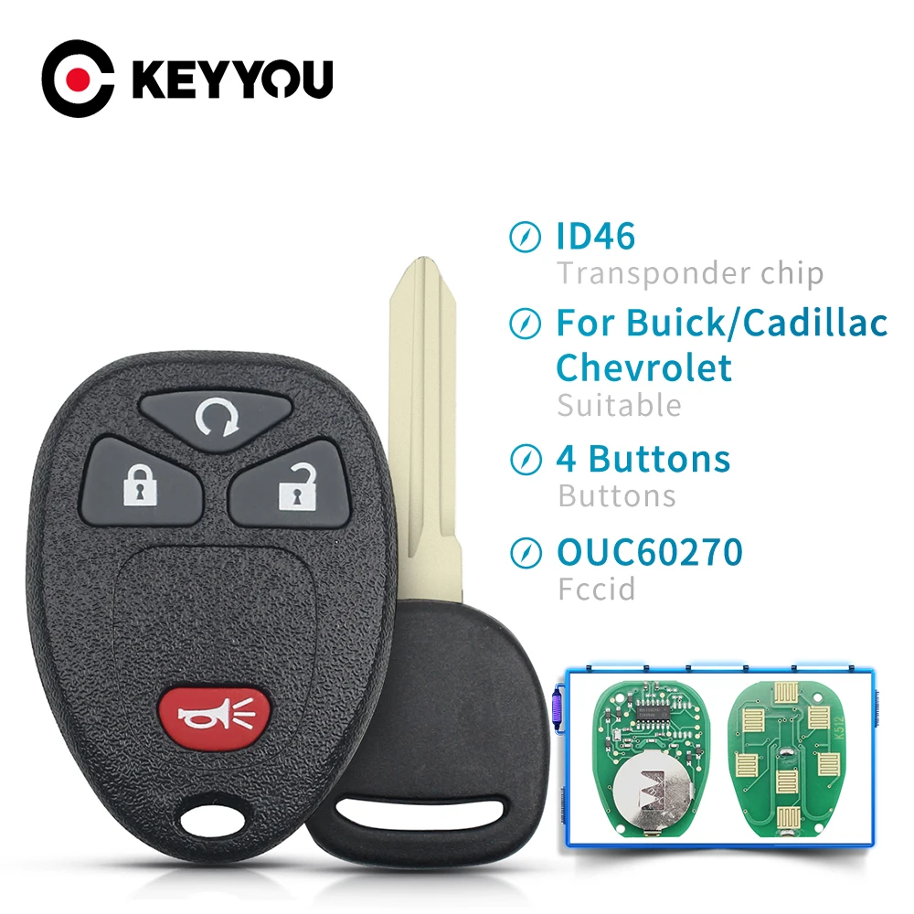 

Dandkey OUC60270 4 Buttons ID46 Chip Car Remote Key 315Mhz For GMC Acadia For Chevrolet Avalanche For Buick Enclave 2007-2014