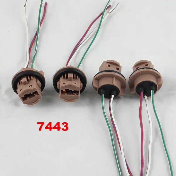Rockeybright-7440 7443 자동차 램프 케이블 7443 전구 W21/5W LED 전구 소켓, 7440 W21W 소켓 턴 라이트 LED T20 램프 홀더 커넥터