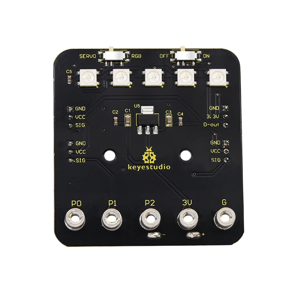Keyestudio Micro bit Mini Servo Shield с держателем аккумулятора для Microbit Robot Car (без Micro bit Board)