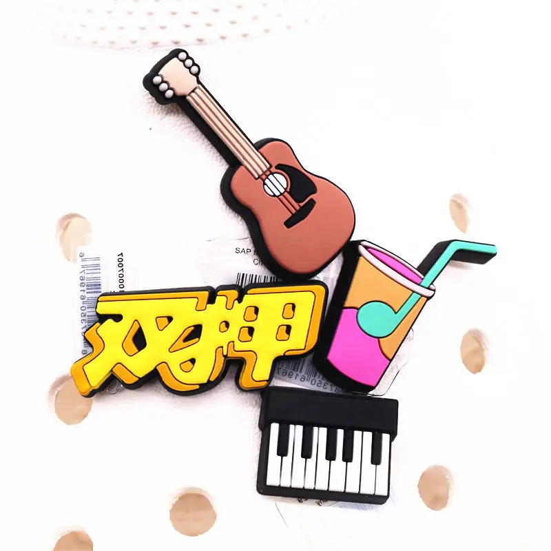 Drop Shipping Musical Instruments Shoe Charms Accessories Guitar Keys Sandals Buckle Decoration fit Wristband Party Kids Gifts