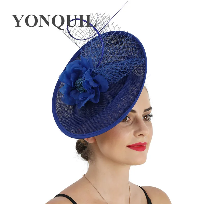 

Ladies Navy Hats Sinamay Fascinator Race Feathers Formal Bridal Fedoras For Wedding Women Tea Party Kentucky Derby Headpiece