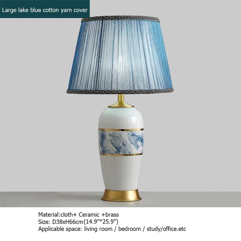 OURFENG Modern LED Table Desk Lamp Copper Bedside Light Ceramic Decorative Home Foyer Office Bed Room Dining Room