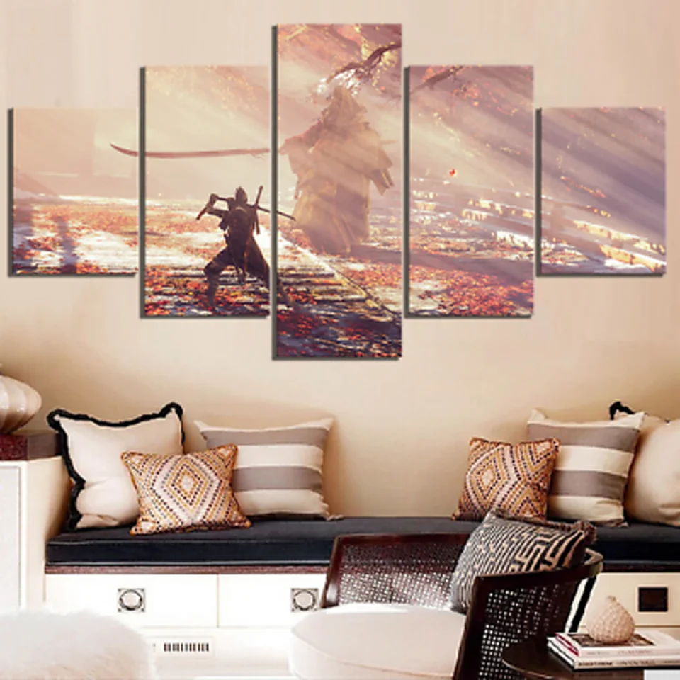 

Wall Art Pictures Home Decor Modern HD Prints 5 Panel Ninja Wolf Sekiro Shadows Game Painting Allah The Qur'an Canvas Poster