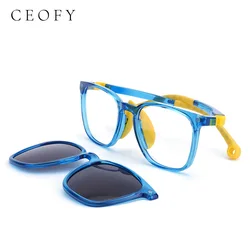 Ceofy Kids Magnetic Polarized Glasses Children Optical Prescription  Eyeglasses Frames Clip On Flexible Eyewear 19970