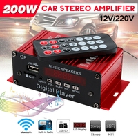 G8 200W 12V Car Audio Amplificador HIFI Audio Power Amplifier bluetooth Home Stereo Amplifiers FM Radio 2CH USB TF AUX