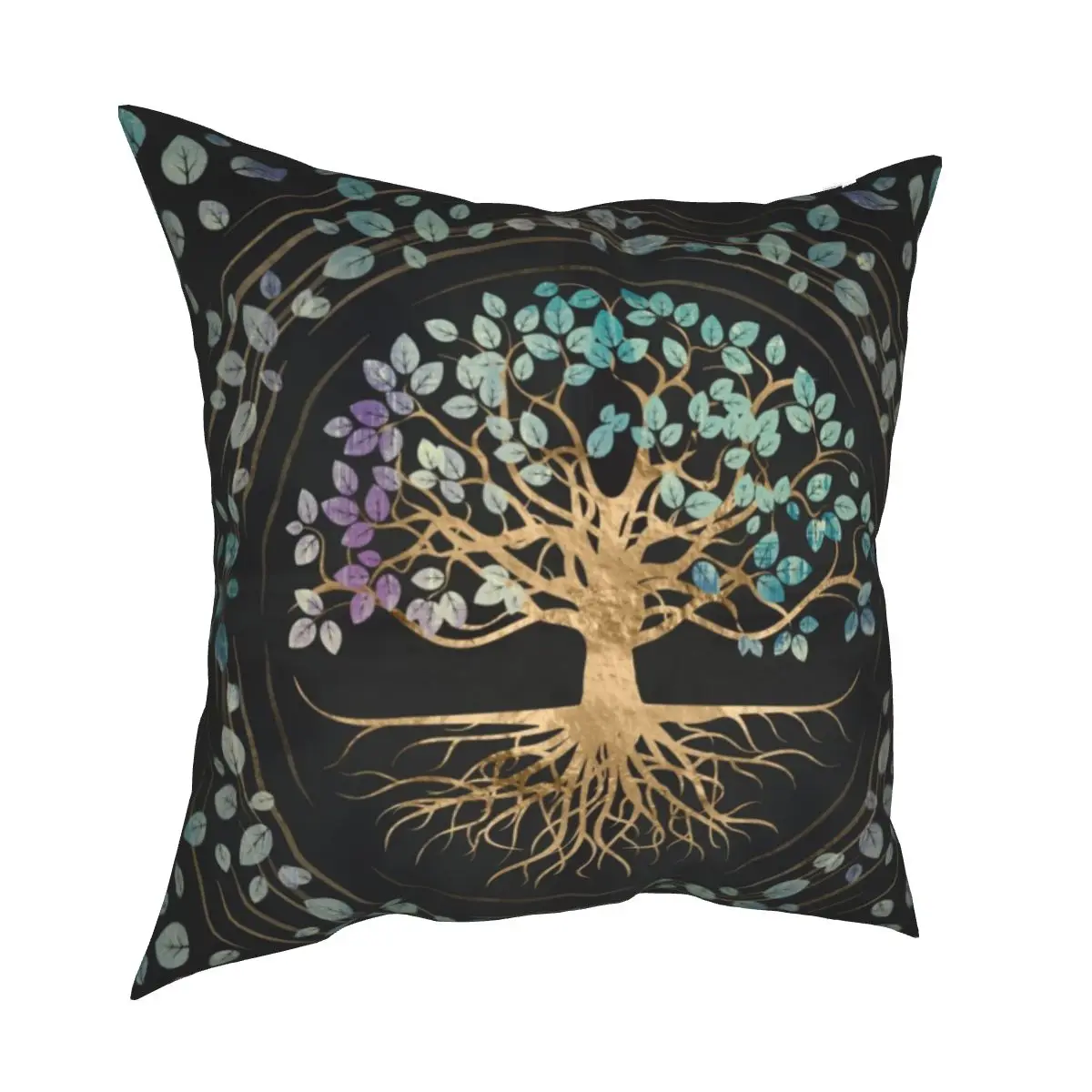 Yggdrasil Tree Of Life Mystic Viking Pillow Covers Polyester Bed Car Sacred Golden Cushion Case Decorative Pillowcase 40*40cm