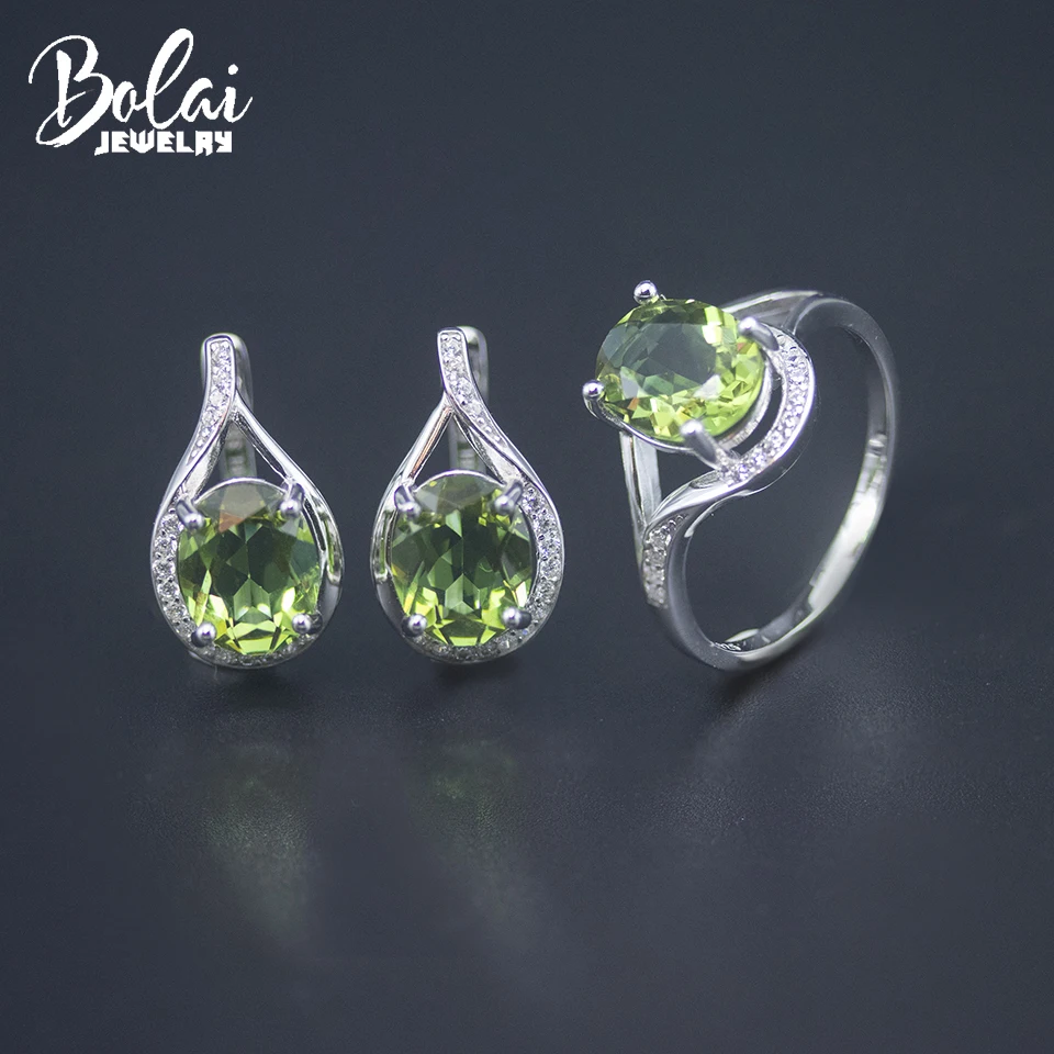 

Bolai Color Changing Zultanite Jewelry Sets 925 Silver Created Diaspore Sultanit Earrings Ring Gemstone For Women's Special Gift