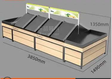 Estante para verduras frescas de supermercado, mesa comercial de acero inoxidable para cortar huesos, estante de exhibición para frutas