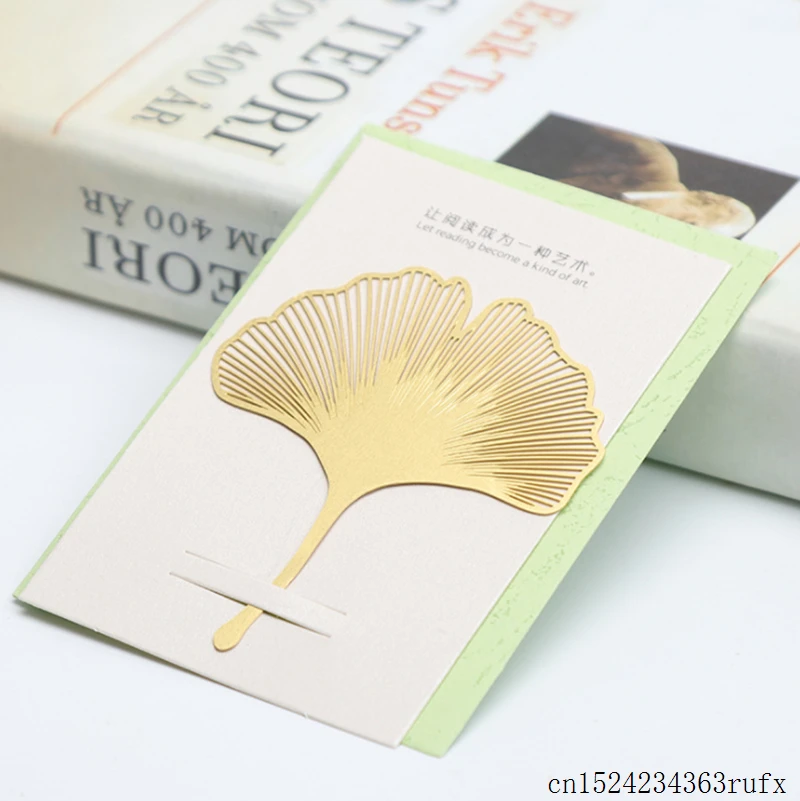 100 Pcs Gift Leaf Bookmark Brass Metal Hollow Bookmarks Bodhi Leaf Ginkgo Leaf Bookmark Party Wedding Favor