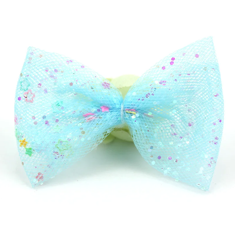 28 pz 4*6cm Glitter tessuto di maglia Bowknot Appliques per fai da te bambino copricapo tornante ornamenti artigianato arredamento accessori di