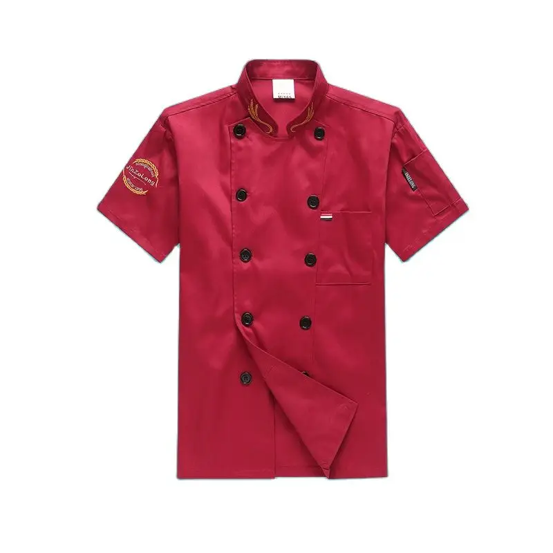 Chef Uniform Summer Restaurant Kitchen Work Clothes White Embroidery Jacket for Men Chinese Food Shirts White Shirt