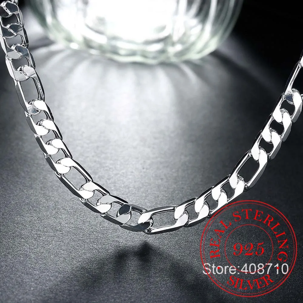 925 Sterling Silver 6mm/8mm Chain Sideways Necklace Man Woman Senior Luxury Jewelry Statement Necklace