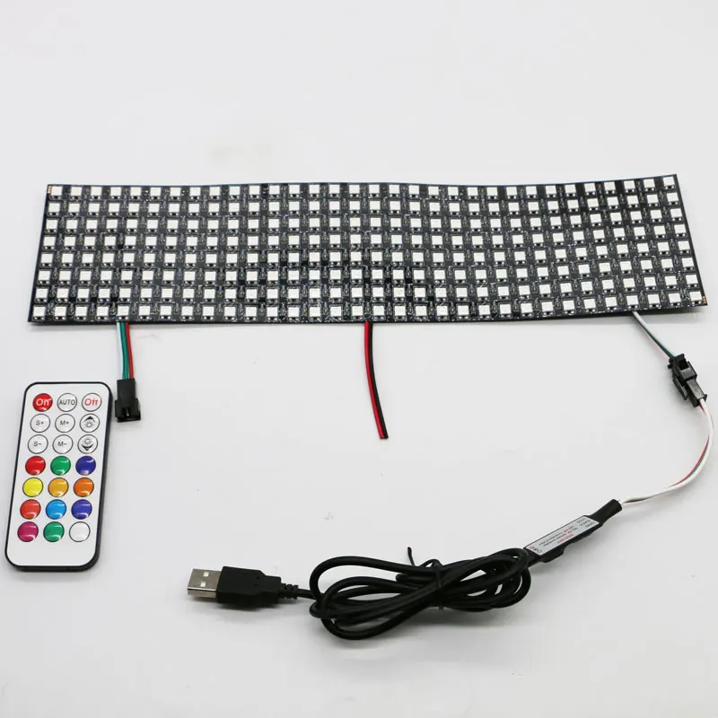 DC5V WS2812B 5050 RGB Individually Addressable Panel Digital Flexible Screen Kit 8x8 16x16 8x32 256 Pixels 21Key USB Controller