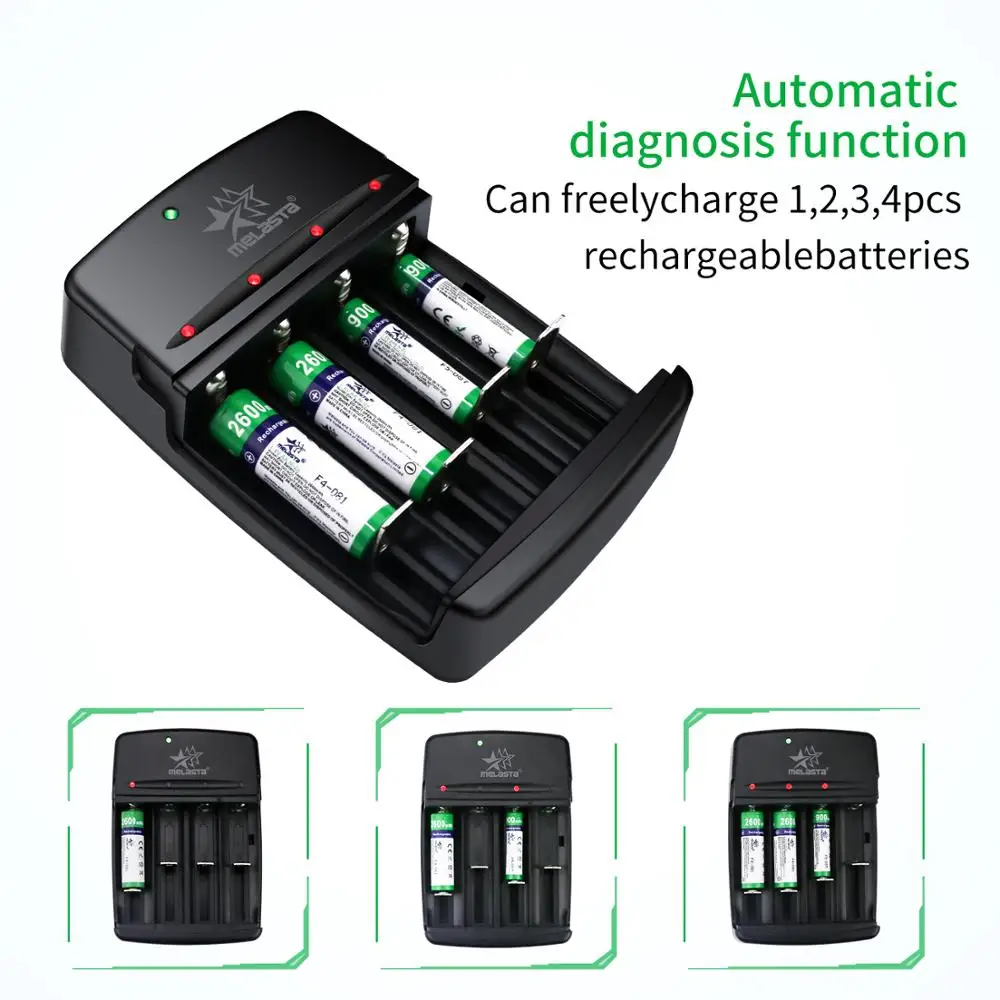 NiZn AA AAA Rechargeable Batteries 1.6V 4 Pieces 2600mWh AA and 4 Pieces AAA Battery With USB Charger for High Drain Devices