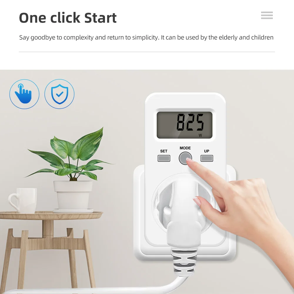 Energy Meter Wattmeter Digital Voltage Consumption Watt AC Electricity Power Analyzer Monitor Meter Measuring Socket EU UK  Plug