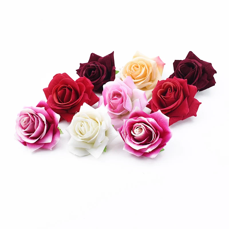 6 Pieces Upscale Red Roses 8CM Wedding Decorative Flowers Wall Gift Scrapbooking Home Decor Garland Artificial Flowers Wholesale