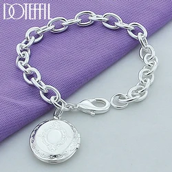 DOTEFFIL 925 Sterling Silver Oval Photo Frame Pendant Bracelet Chain For Woman Charm Wedding Engagement Party Fashion Jewelry