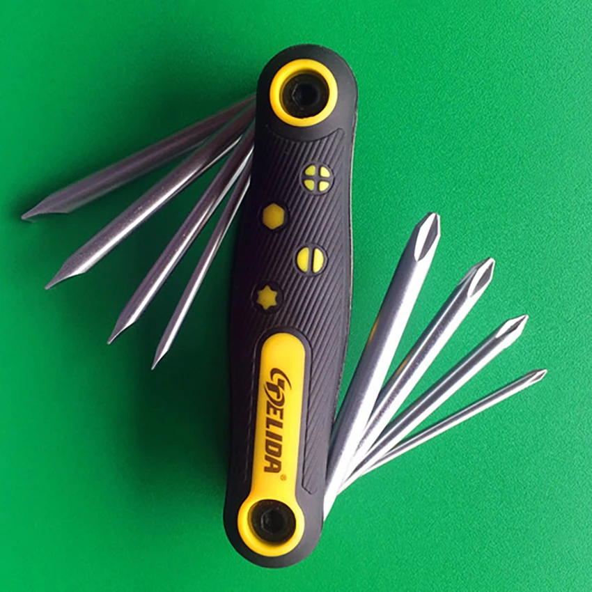 8 In 1 Multifunction Folding Screwdriver Set Flat Screw Driver Hexagon Screwdriver Bits Kit Bike Maintenance Tool Kit