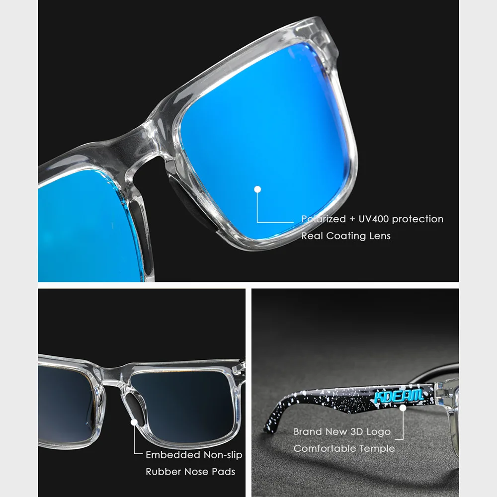 Fashion Square Sunglasses Polarized Men Sport Shades Cool Mirror Lens Light Wight Women Driving Glasses With Free Box