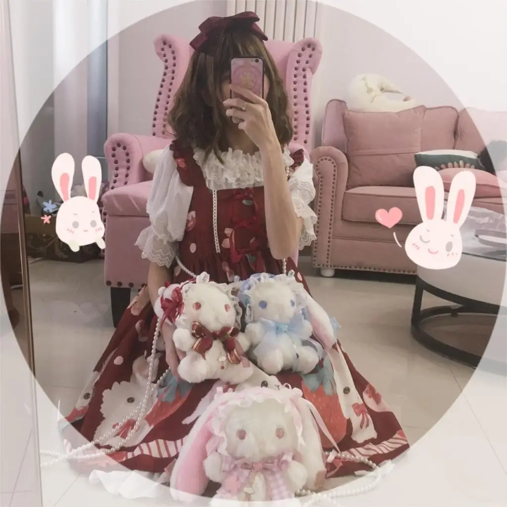 Di alta Qualità Originale Self-Made Lolita Sacchetto Del Coniglio Sveglio MOLLE Della Ragazza Lungo Orecchio Cambiamento Bambola Pupilla Lolita Zaino