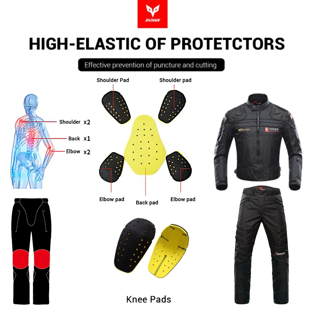 DUHAN Motorcycle Jackets Men Riding Motocross Racing Jacket Suit Moto Jacket Waterproof Coldproof Motorbike Clothing Protection