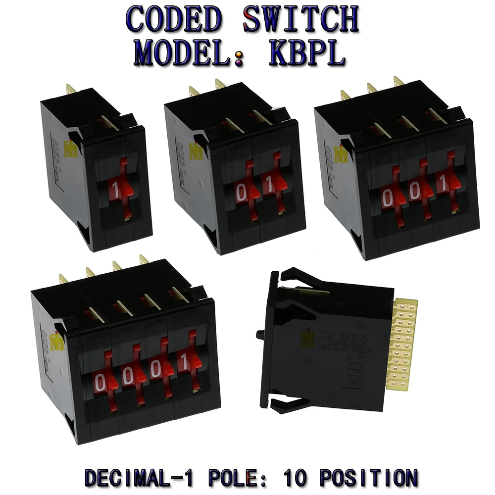 KBPL BCD 코드 바이너리 출력 스위치, 썸휠 스위치, 0-9C 금도금 터미널 블록, 0-9 자리 십진 코드 블랙