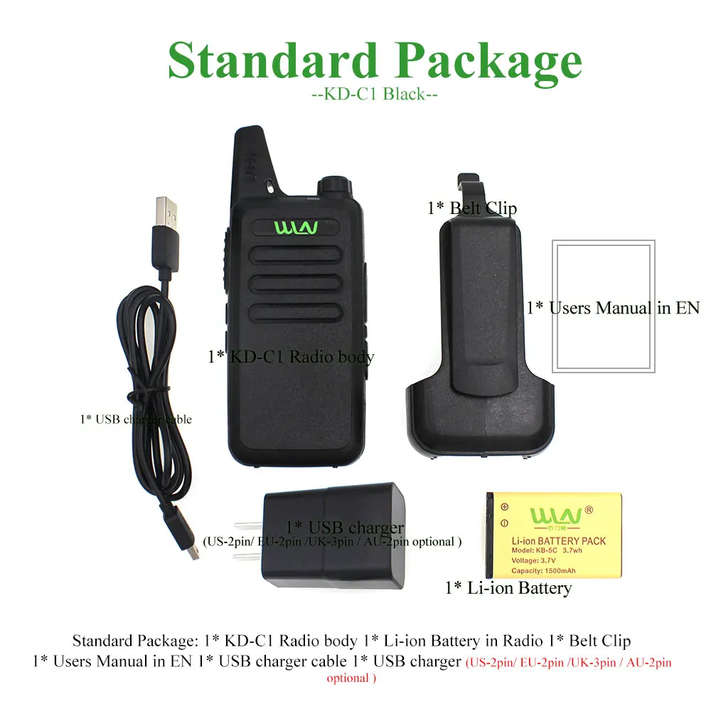 4PCS WLN KD-C1 Mini Portable Radio UHF 400-520MHz 5W walkie talkie 16 Channel UHF Transceiver