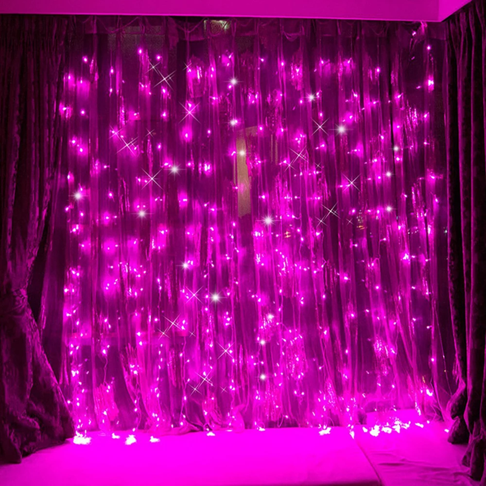 Led Light Curtain Garland On The Window With Remote Control 8 Modes USB Power For Bedroom Wedding Christmas Decor Festoon 3mX3m