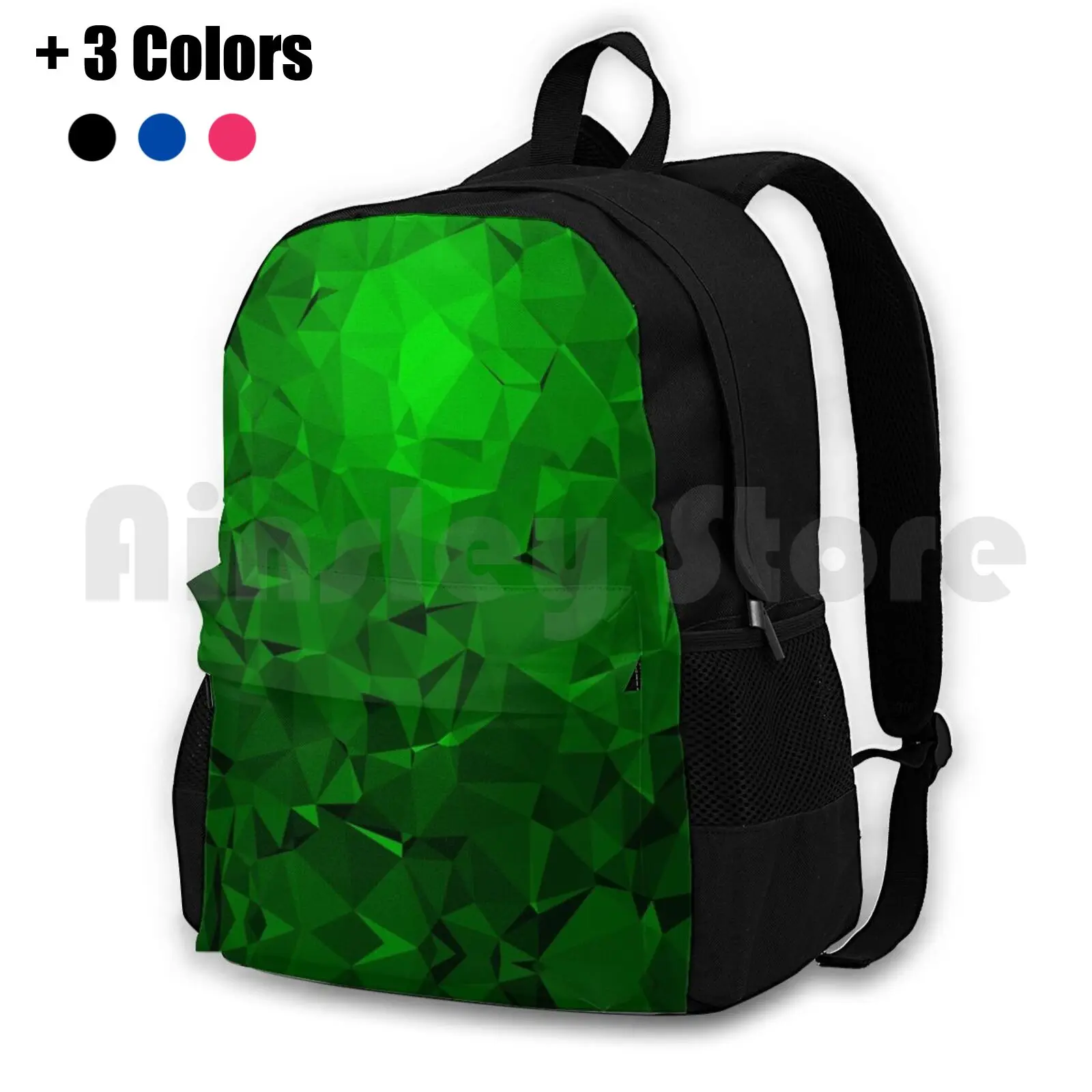 Geometric Green Outdoor Hiking Backpack Waterproof Camping Travel Pattern Cool Cute Red Black Geometric Geometric Camo