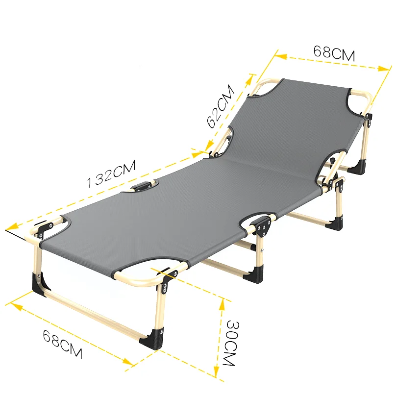 Lit Pliant de Loisirs Moderne, Renforcé, Pêche, Sieste, Portable, Déjeuner, Plage, Camp, Jardin, Bureau, Chaise Longue, Matelas, Dossier Ajusté