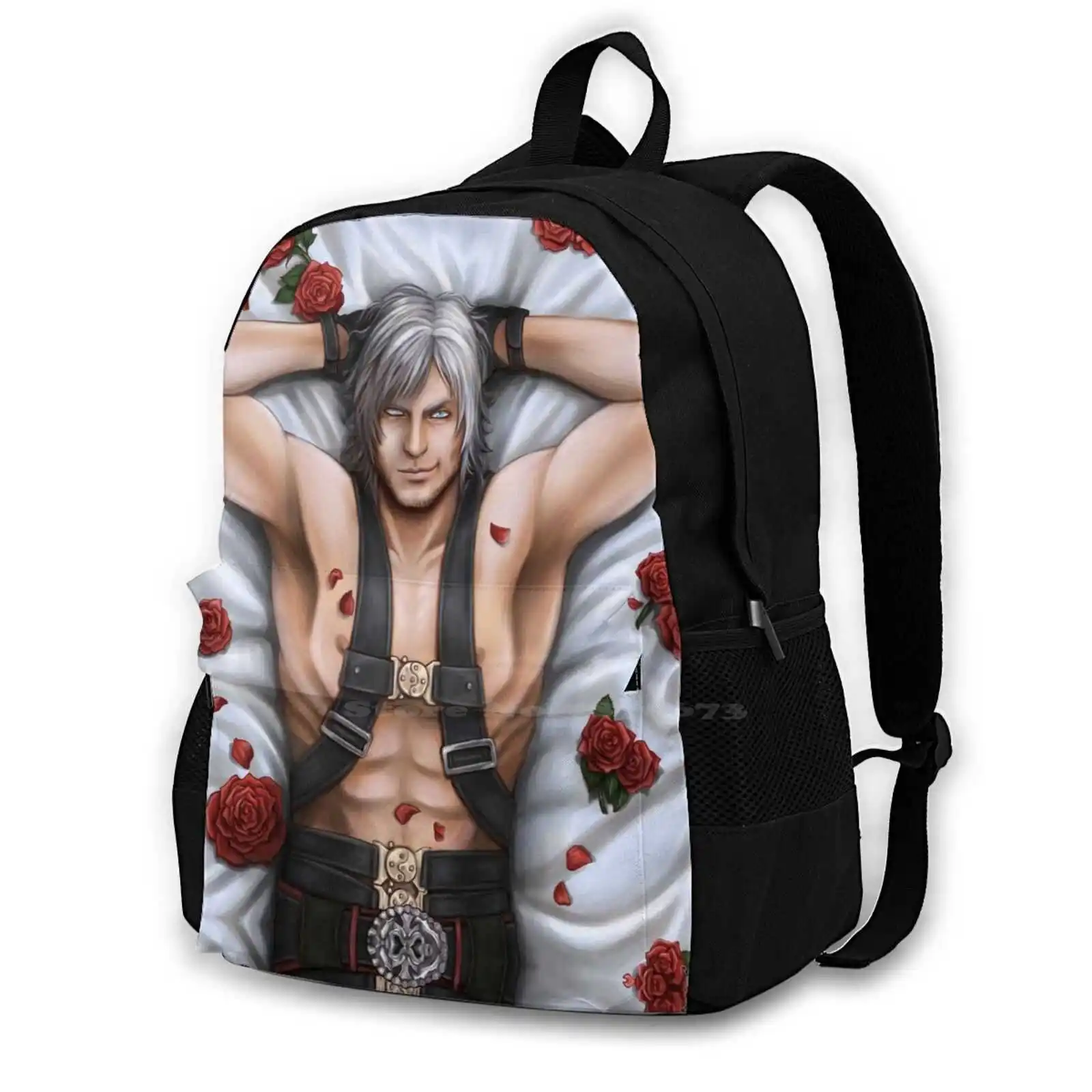 Sexy Dante Pattern Design Laptop Travel School Bags Rerinkin Dante Devil Never Cry Sexy Pizza Roses Bed Hot Fanart