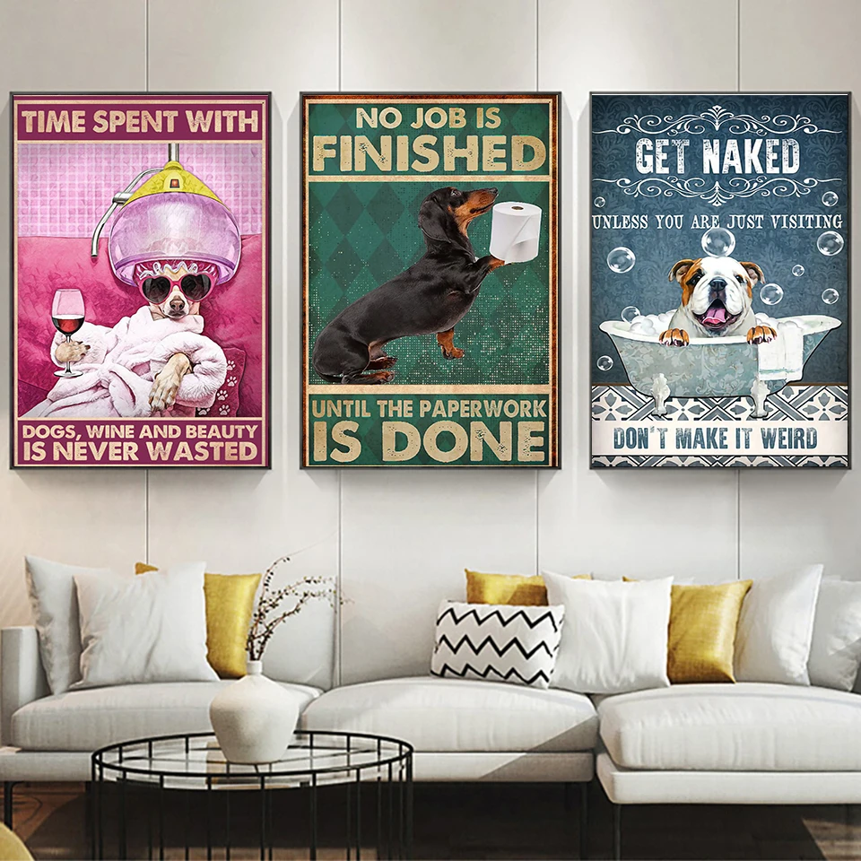 No Job Is Finished Until The Paperwork Is Done Poster, Canvas Art, Bathroom Poster, Dachshund Wall Art Print, Dog Lover Gift