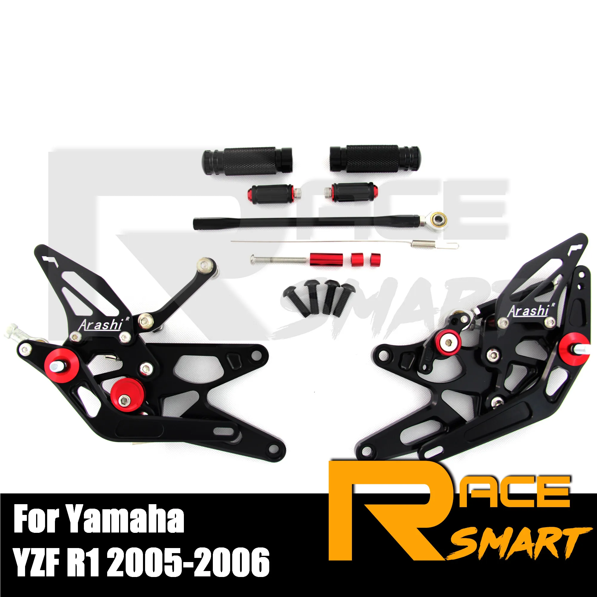 

YZF R1 2005-2006 Motorcycle CNC Adjustable Rearset FootPegs Footrest Foot Rest Pegs Pedal For YAMAHA YZFR1 YZF-R1 05 06 Black