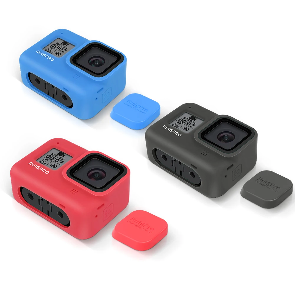 Per GoPro Hero 8 accessori neri lente + custodia protettiva in silicone custodia protettiva custodia in vetro temperato pellicola copriobiettivo