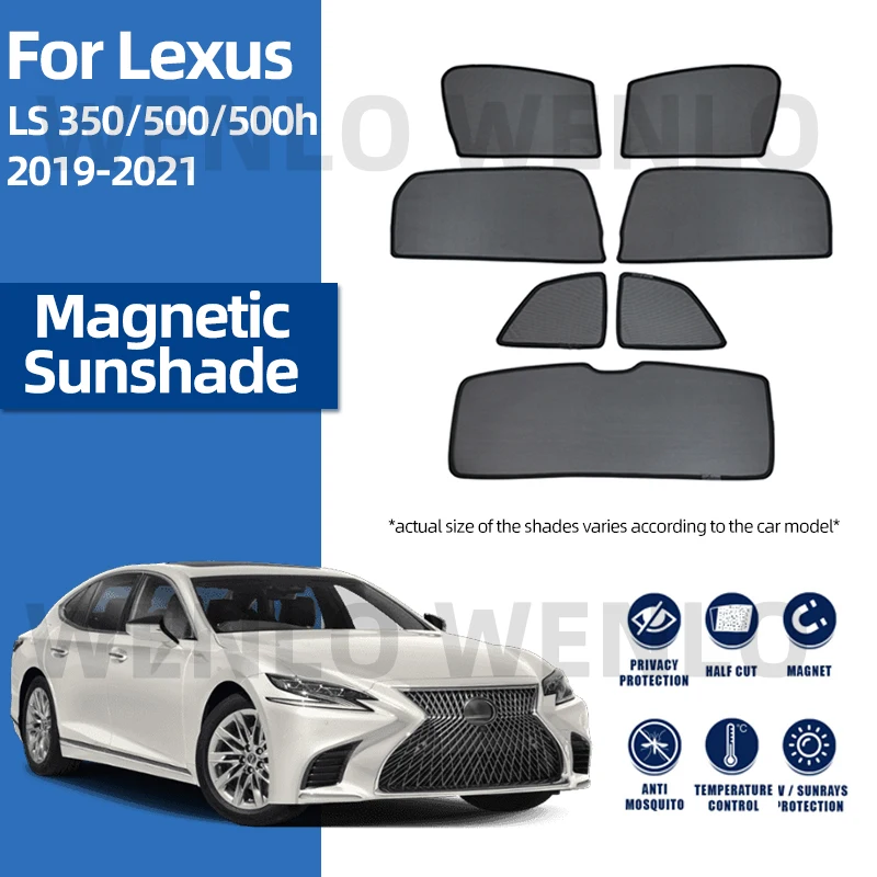 

For Lexus LS350 LS500H 2019-2021 Windshield Curtain Magnetic Sunscreen Interior Shade Glass Sunshade With Clip Sun Protector Net