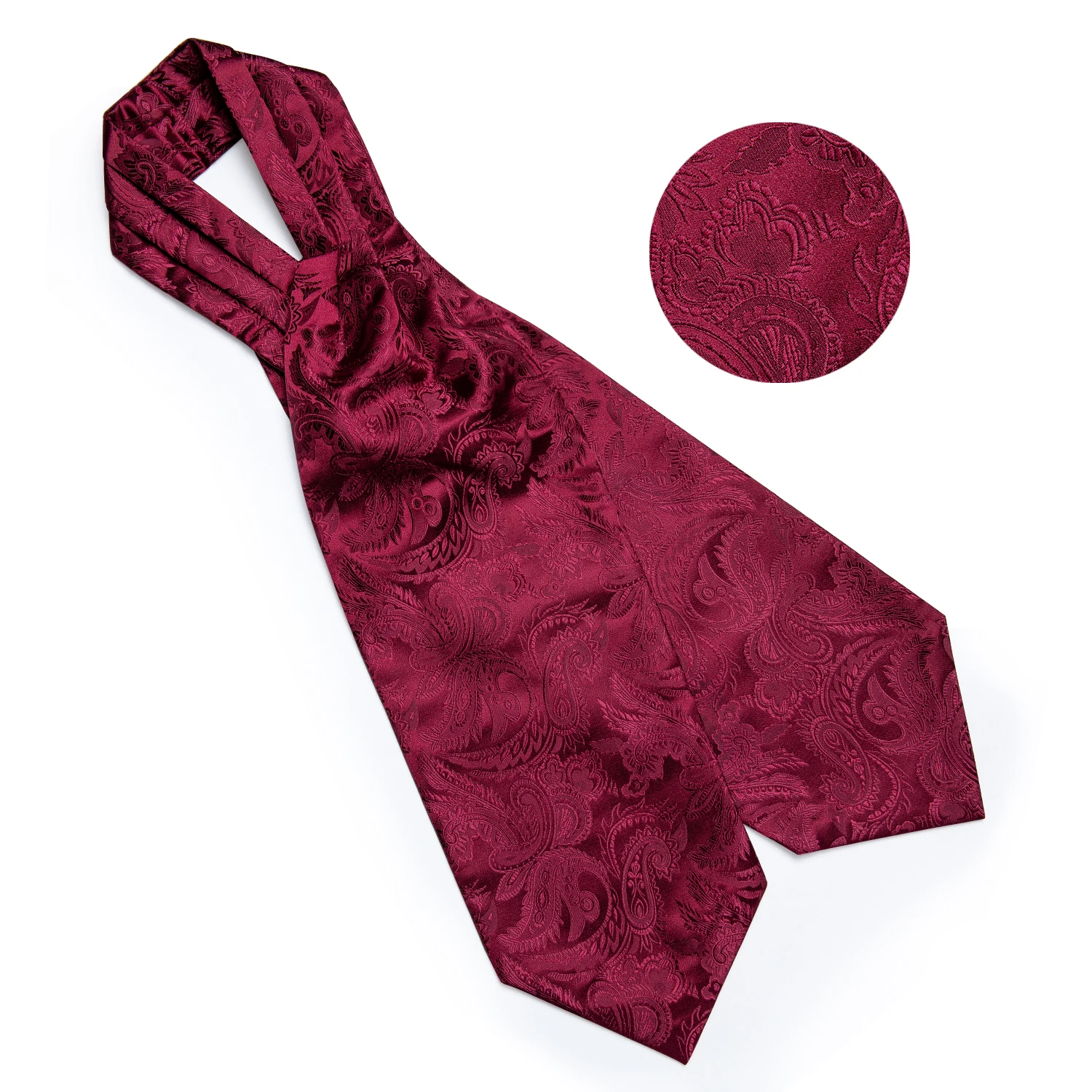Burgund Rot Paisley Männer Vintage Ascot Krawatte Hochzeit Formale Krawatte Ascot Luxus Krawatte Hanky Manschettenknöpfe Ring Set Für Party DiBanGu