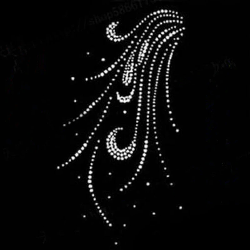 Hot Fix Feather Rhinestones Motif Heat Transfer Iron On Patch Garment Accessories For T Shirt And Scarf DIY Iron On Transfe