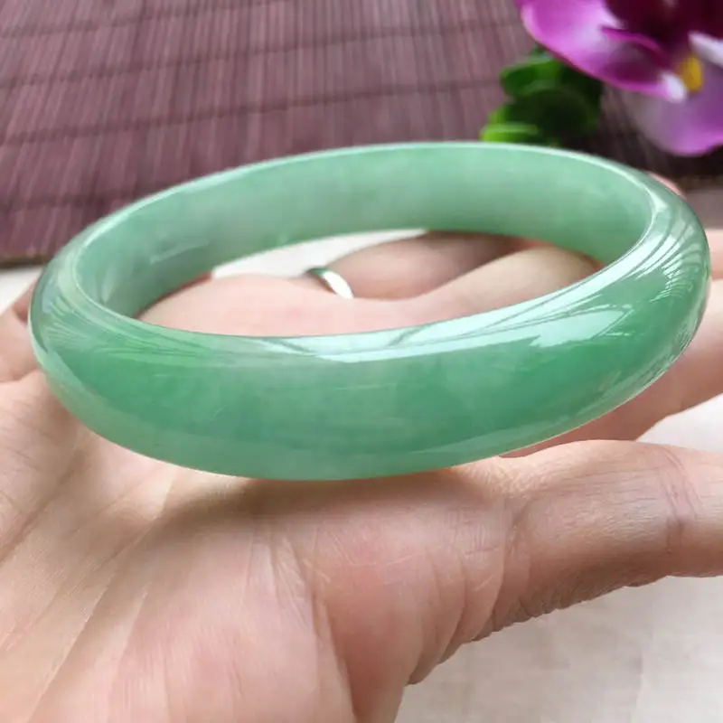 Send Certificate Pure Myanmar Jade A-Class 53mm-62mm Green Bracelet Elegant Princess Bracelet Send Mom to Girlfriend