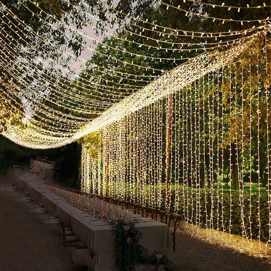 PAMNNY 3x1M 3x2M 3x3M LED Window Icicle Curtain Fairy String Lights Garden Patio Christmas Wedding Party Wall Decoration Garland