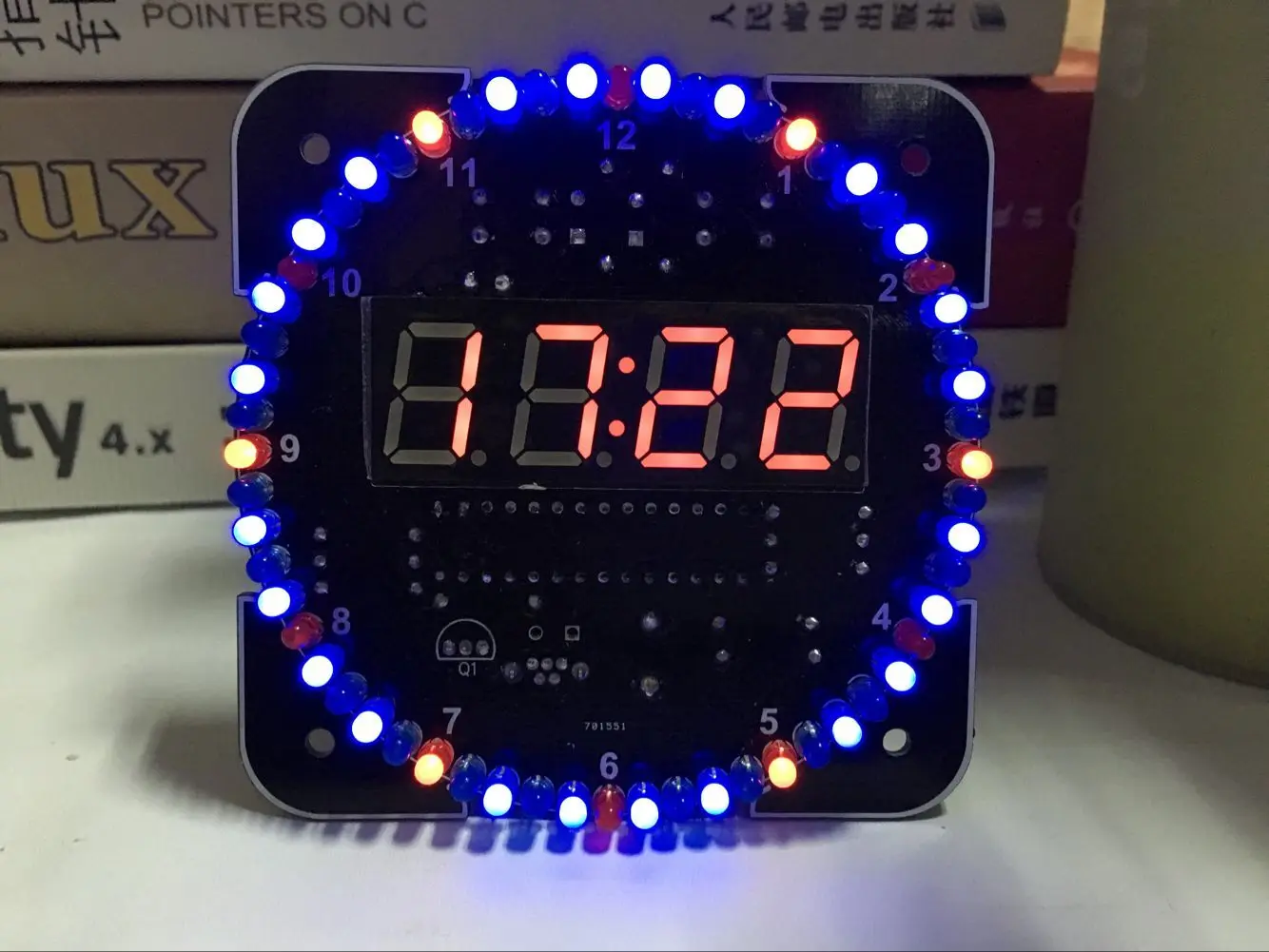 DIY electronic kit led clock kit digital tube Round DS1302 light sensor temperature control DIY build kit with case