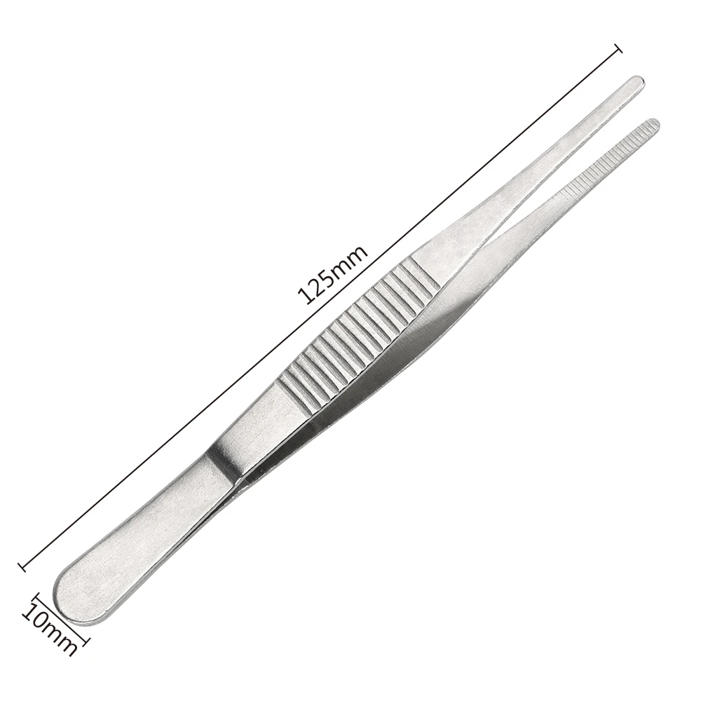 Stainless Steel Toothed Tweezer Long Barbecue Food Tong Straight Tweezer Home Medical Garden Kitchen BBQ Tool
