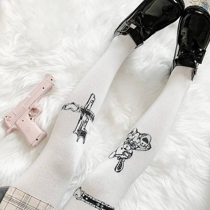 Rabbit Lolita socks women's autumn and winter socks thick combed cotton socks Lolita Japanese thin leg socks black sweet wind