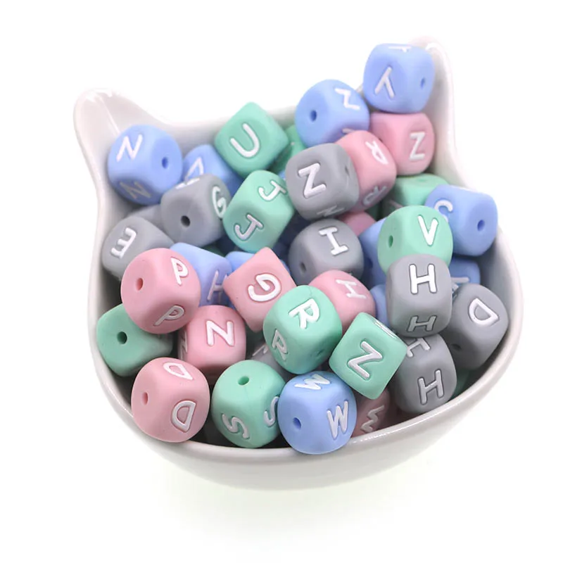 Silicone English Alphabet Letter Beads 10Pc 12MM Beads Letters Numbe For Bracelets Jewelry Making DIY Pacifier Chain Accessories