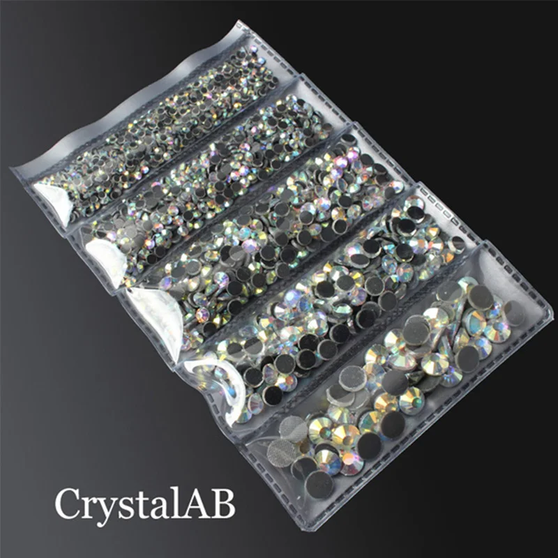 HotFix Rhinestones 2000pcs Mix Size High Quality Shiny Crystal AB crystals Strass Stone Glue Back Iron On Rhinestones For Clothe