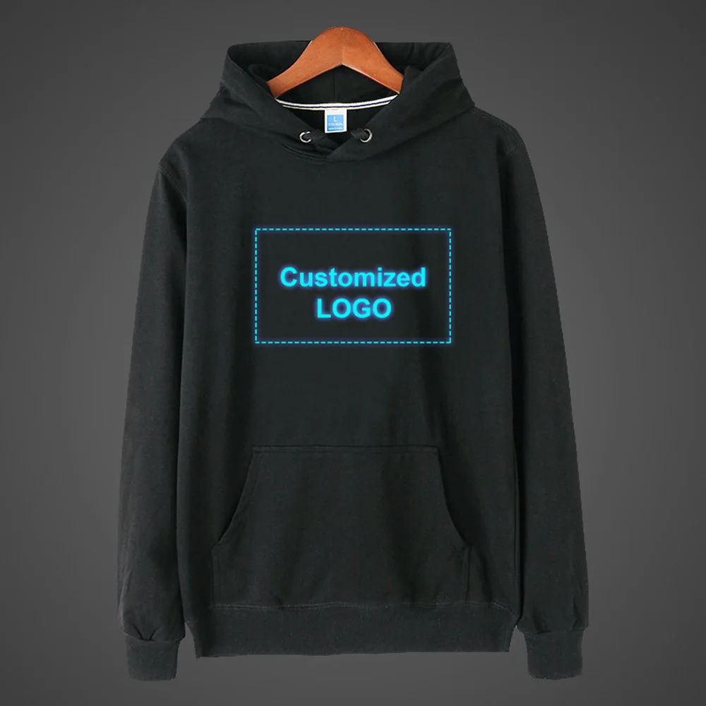 

Fluorescent Luminous Men/Women Custom Hoodie Customize Logo Printing Hooded Sweatshirt Unisex Plus Size Coat