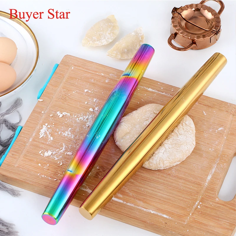 1Pcs Stainless Steel Non-Stick Rolling Pin Dough Roller Bake Pizza Kitchen Utensil Noodles Cookie Dumplings Making Baking Tools - Image 5