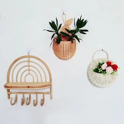 Ręcznie tkany kwiat wiklinowy kształt piknikowy kosz rattanowy śliczne dzieci przechowywanie odzieży Organizer ekologiczny wiszący Home Decor