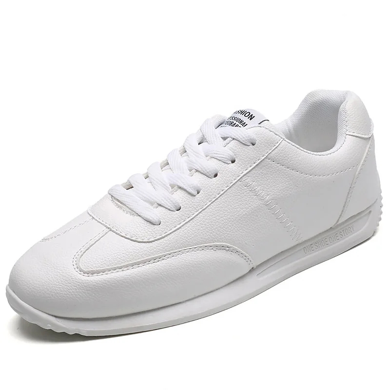 Zapatillas vulcanizadas básicas para hombre y niño, zapatos cómodos de cuero, informales, a la moda, color blanco, Otoño, 2021