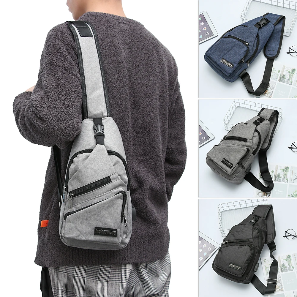 New Arrival Male Shoulder Bags USB Charging Crossbody Bags Men Anti Theft Chest Bag School Summer Short Trip Messengers Bag